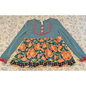 Matilda Jane Gallant Once Upon A Time Tunic Top Ruffle Back Jewel Buttons Size 8